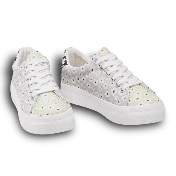 CALL IT SPRING Viollett Platform Sneaker in White Floral Size 6.5 NEW - Picture 1 of 15